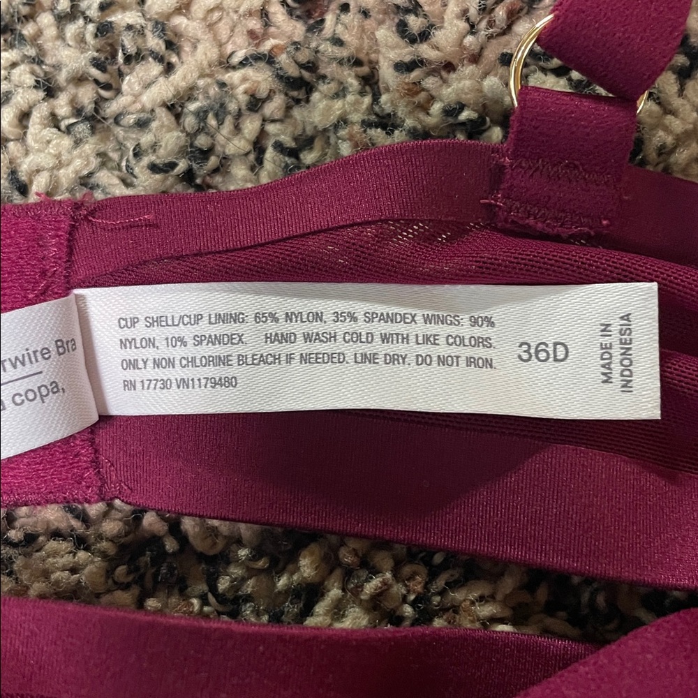 Auden Unlined Demi Coverage Underwire Sheer Bralette in Wine | NWT - Picture 5 of 9